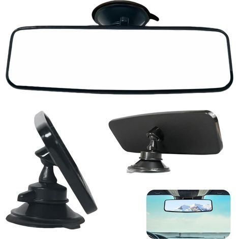 Innenspiegel mit Saugnapf, universeller Panoramaspiegel, einfache Montage, klares und weites Sichtfeld, ideal für SUVs, LKWs und PKWs – 200 x 60 mm (1/5)