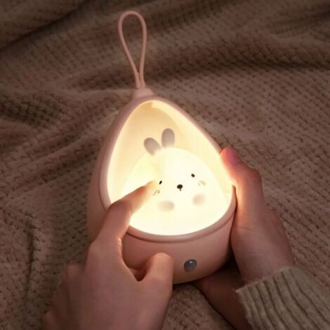 LED Night Light with Motion Sensor, USB Rechargeable, for Children, with 3 Modes (Auto/On/Off), Soft Light Night Light, Gift for Children (Pink Rabbit) FLITI (1/4)