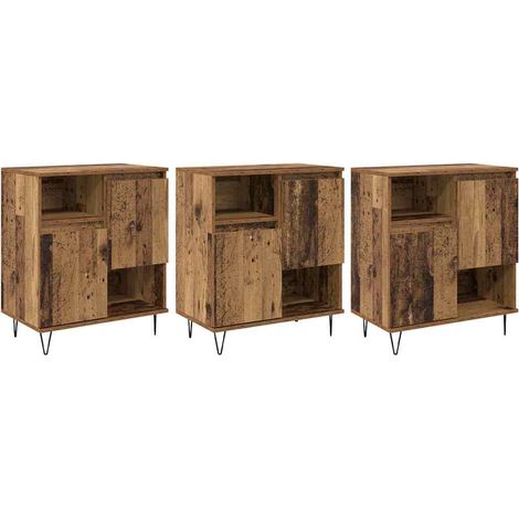 3 pcs Buffet,Bahut,Meuble de Rangements Bois ancien 180 x 35 x 70 cm Bois d'ingénierie CFW55404 (1/5)