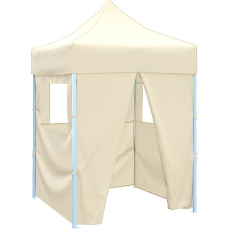Profi-Partyzelt Faltbar mit 4 Seitenwänden 2×2m Stahl Creme