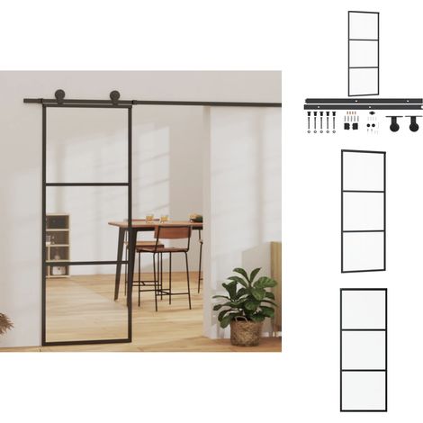 Türen - Living Schiebetür mit Beschlag ESG-Glas & Aluminium 76x205 cm (1/5)
