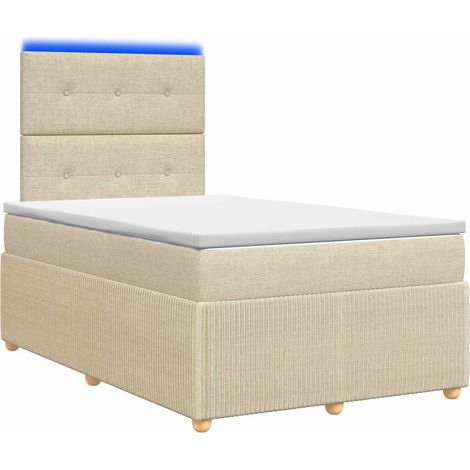 Maison Exclusive - Letto Box Spring LED con Materasso Crema 120 x 200 cm Tessuto (1/5)