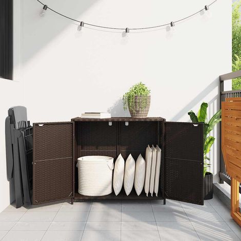 Armoire de rangement de jardin-Meuble de stockage marron 83x45x76cm résine tressée 455495 (1/5)