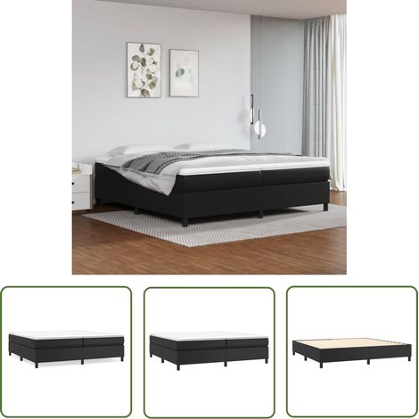 The Living Store Bettgestell Schwarz 200x200 cm Kunstleder - Bettestel - Doppelbett - Kunstlederbett - Schwarzes Bett - Boxspringbetten (1/5)