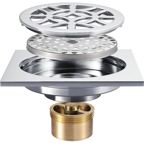 Siphon de sol pour salle de bain, siphon de sol et siphon de sol pour douche, siphon de sol drainant - siphon de sol anti-odeurs et anti-insectes 10 cm (1/4)