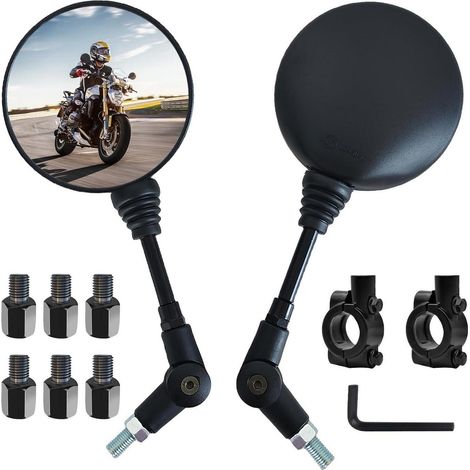 Motorrad Spiegel Set Universal M8 M10 mit Halterung für Roller E-Bike Moped (1/5)