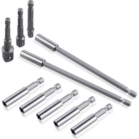 10pcs support de foret de douille d’extension magnétique 1/4" outils électriques ensemble de support de foret magnétique Extension de tournevis ensemble de tige hexadécale à changement (1/5)
