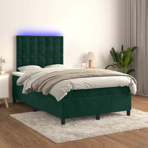 Boxspringbett mit Matratze & LED Dunkelgrün 120x200 cm Samt (1/5)