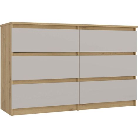 MILAN - Commode de chambre large 6 tiroirs - 30x120x77cm - Meuble de rangement - Artisan et Cachemire (1/5)