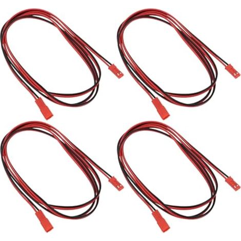 4 câbles connecteurs JST 2 broches mâle/femelle, rallonge 22AWG 100cm compatible voiture RC radio commande