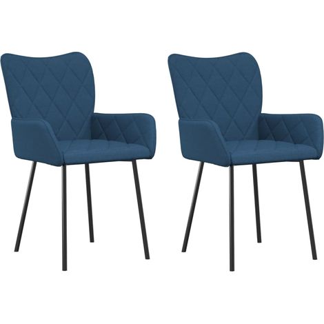 vidaXL Sedie da Pranzo 2 pz Blu in Tessuto (1/5)