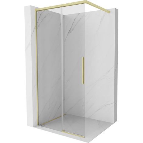 Mexen Rox mampara de ducha Walk-in 110 x 200 cm, transparente 8 mm, oro cepillado - 8C2-110-003-55-00 (1/3)