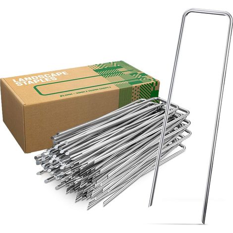 Piquets de Fixation en Acier Galvanisé (200 Pièces) - Agrafes de Fixation Solides pour Toile de Paillage, Grillage et Filets - 150 mm Long, 40 mm Large, Ø 3 mm