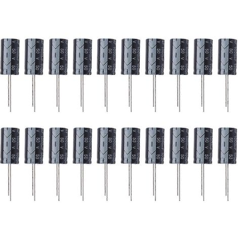 Lot de 20 condensateurs électrolytiques en aluminium noir de 1000 µF, 50 V, 13 x 25 mm, de haute qualité. (1/5)