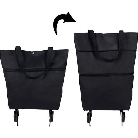 Foldable Shopping Trolley, Collapsible Two-stage Zipper Foldable Shopping Bag With Wheels Foldable Shopping Trolley For Fruit, Vegetables, Shopping (1/4)