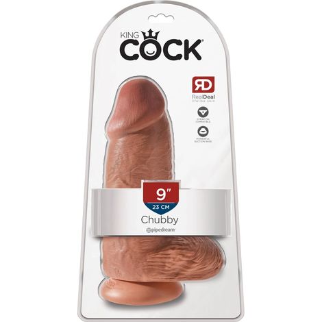 King Cock - Dildo realistico e spesso con ventosa, 23 cm, colore pelle scura (1/5)