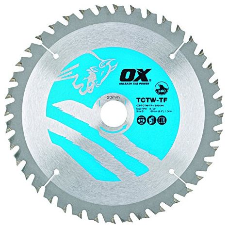 OX ox-tctw-tf-1652040 40 denti taglio del legno ATB Thin Kerf, lama per sega circolare, 0 V, argento/blu, 165/20 mm (1/3)