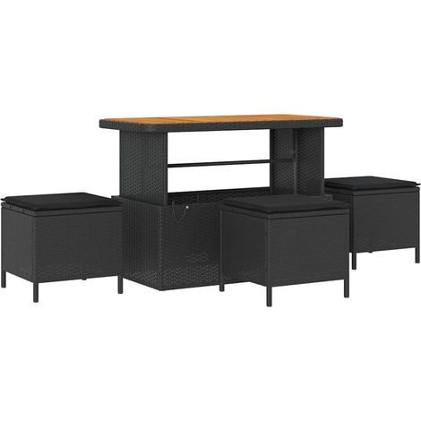 Maison Exclusive - Garten Essgruppe Schwarz Poly-Rattan