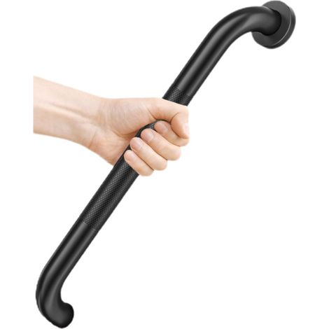 Lot de 1 barres d'appui en inox avec poignées moletées antidérapantes pour baignoire de salle de bain 40 cm - noir mat (1/5)