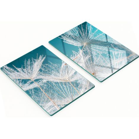 Multifunktionale dekorative Glas-Küchenbretter mit Löwenzahnmotiv, 2 x 40 x 52 cm (1/5)