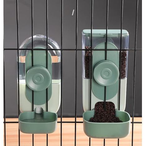 Distributeur automatique suspendu d'eau et de nourriture, adapté aux chats, lapins, chinchillas, cochons d'Inde, hérissons et furets. (1/5)