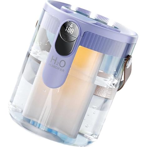 Humidificador, atomizador silencioso, pantalla digital, gran capacidad de 1,5 litros, color morado. (1/5)