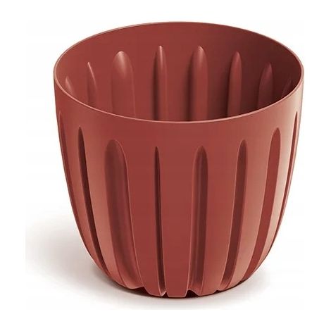 Vaso da fiori in plastica con coperchio scanalato, rosso retrò, 16,8 cm Wario