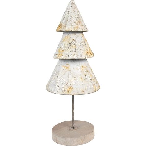 Sapin de Noël Décoratif en Métal Blanc 32 cm - Décoration de Table et Salon en Fer - PANGIVO (1/2)