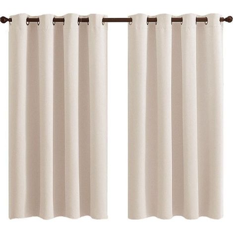Rideaux courts isolants 2 panneaux - 140x160cm - Beige écru - Anti-froid et anti-bruit pour dressing