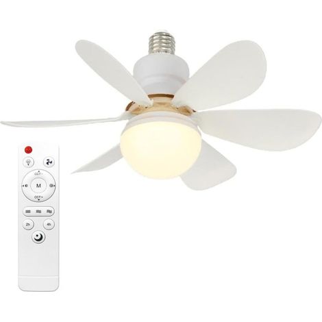 (Doublon identique) Générique Lampe Ventilateur de Plafond avec Douille E27 (85-265V) – Éclairage Silencieux – Télécommande – 3 Vitesses & 3 Températures de Couleur – 30 W (Chambre/Salon/Bureau) (1/5)