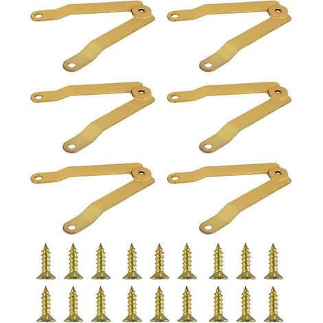 Ensemble de 6 charnières de couvercle en métal doré, élégantes et pliables, adaptées aux meubles (1/5)