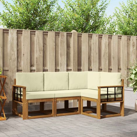 Outdoor-Sofagarnitur mit Kissen 4 pcs Natur und Creme (1/5)