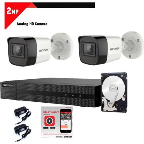 Kit Videosorveglianza Hikvision DVR 4 canali 2 telecamere bullet 2 megapixel hdd 500gB