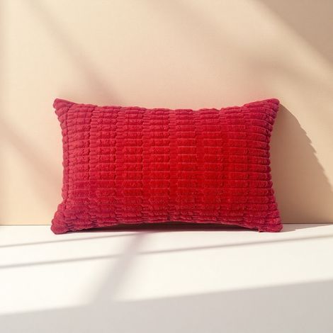 Decorative Corduroy Cushion Covers, Sofa Pillowcase, Super Soft Decoration for Home, Living Room, Bedroom, Sofa, 30x50cm, Red (1/5)