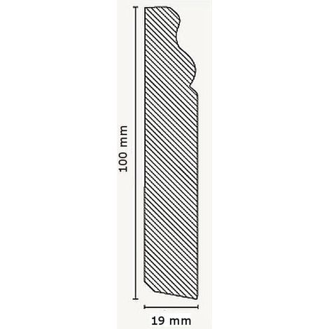 PROVISTON Sockelleiste Berliner Profil 19 x 100 x 2500 mm Massivholz Fußleiste Weiß