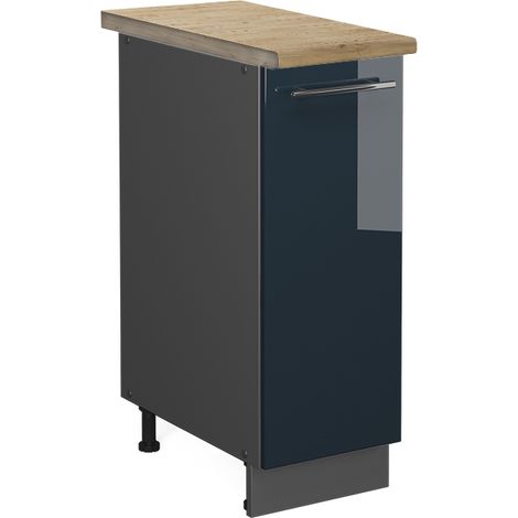 Armadio cucina dispensa alto Fame-Line, Blu scuro lucido, 30 cm , PL Rovere, Vicco