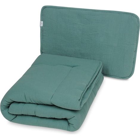 Steppdecke und Kissen 135x100+40x60 Musselin (1/3)