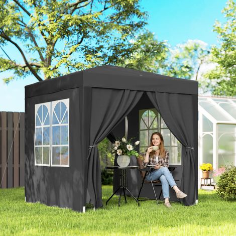 Tonnelle de jardin extérieure tonnelle pliante pop-up réglable en hauteur protection UV 2 x 2 m noir