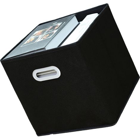 Cubes de rangement pliables en tissu de 28 cm avec poignées - Grands bacs de rangement pliables pour la maison et le placard - Noir (1/5)