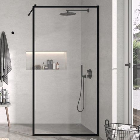 Paroi de douche fixe FRESH PERIMETRAL noir mat 90 cm (1/4)