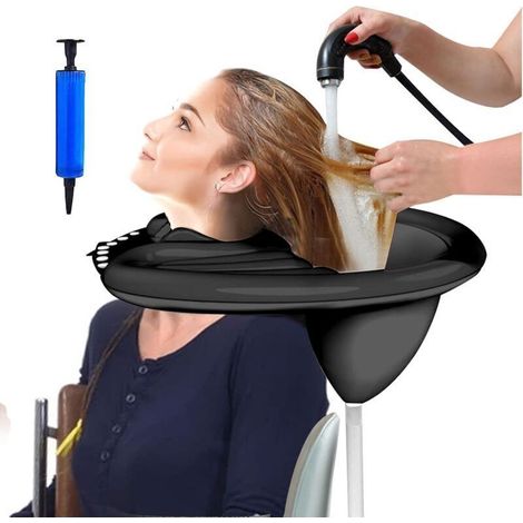 Lavabo gonflable portable en PVC pour laver les cheveux - pour femmes enceintes handicapées, enfants, personnes âgées au lit et à la maison - noir