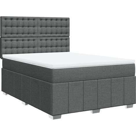 Maison Exclusive - Cama box spring con colchón tela gris oscuro 1 (1/5)