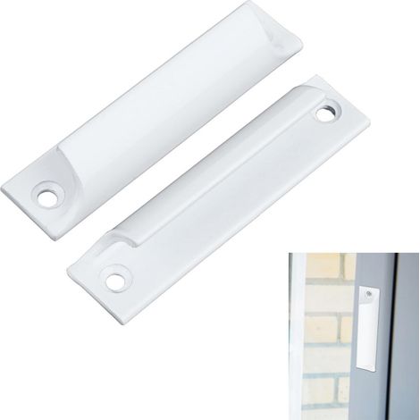 Poignées pour porte coulissante en alliage d'aluminium, lot de 2, blanches, 90 x 20 x 20 mm, avec vis fournies, ferrures pour meubles et portes coulissantes (1/5)