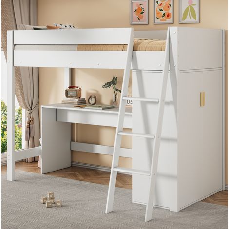 Bett Kinderbett Stauraum Schreibtisch 90x200 Holz OKMYHOME (1/5)