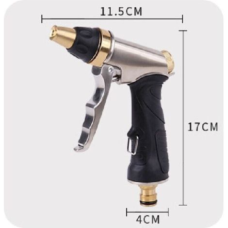 Pistolet d'Arrosage avec Buse en Laiton, Robuste et Haute Pression, Réglable de Jet à Pulvérisation, pour Laver la Voiture et les Animaux Domestiques, le Jardin/Nettoyage de Trottoir (1/3)