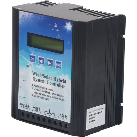 Contrôleur hybride solaire éolien 12-24 V PWM, affichage LCD de charge universel pour les systèmes de production hors réseau (1/5)