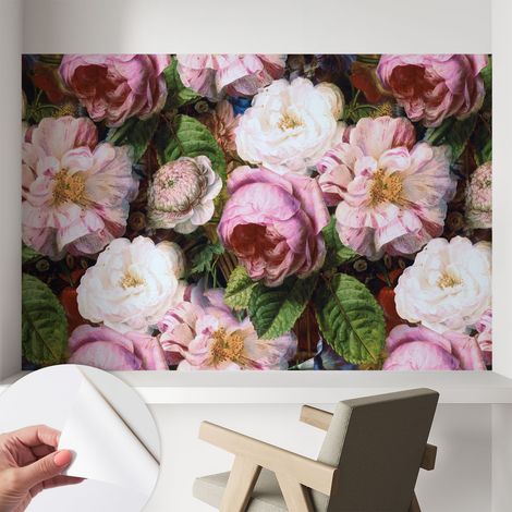 Papier peint adhésif décoratif pour chambre et salon Design moderne à poser facilement Élégance florale 104x70 cm (1/5)