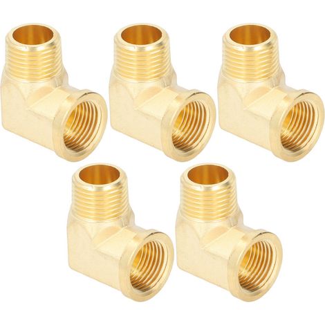 Raccords coudés à 90° en laiton 1/2 pouce NPT mâle-femelle, lot de 5 pièces pour tuyauterie et plomberie (1/5)