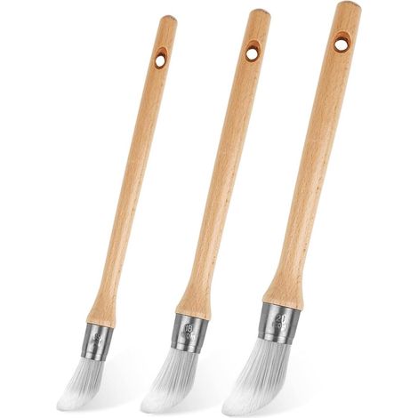 Lot de 3 pinceaux ronds pour fenêtre et porte, pointe fine pour profilés, poils synthétiques et arcs en acier inoxydable, pour peintures à l'huile et à l'eau, pinceau en nylon avec anneau (1/5)