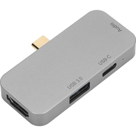 Graue 4-in-1 USB-C-Dockingstation mit HDMI-, 60-W-PD- und Multifunktionsanschlüssen (1/5)